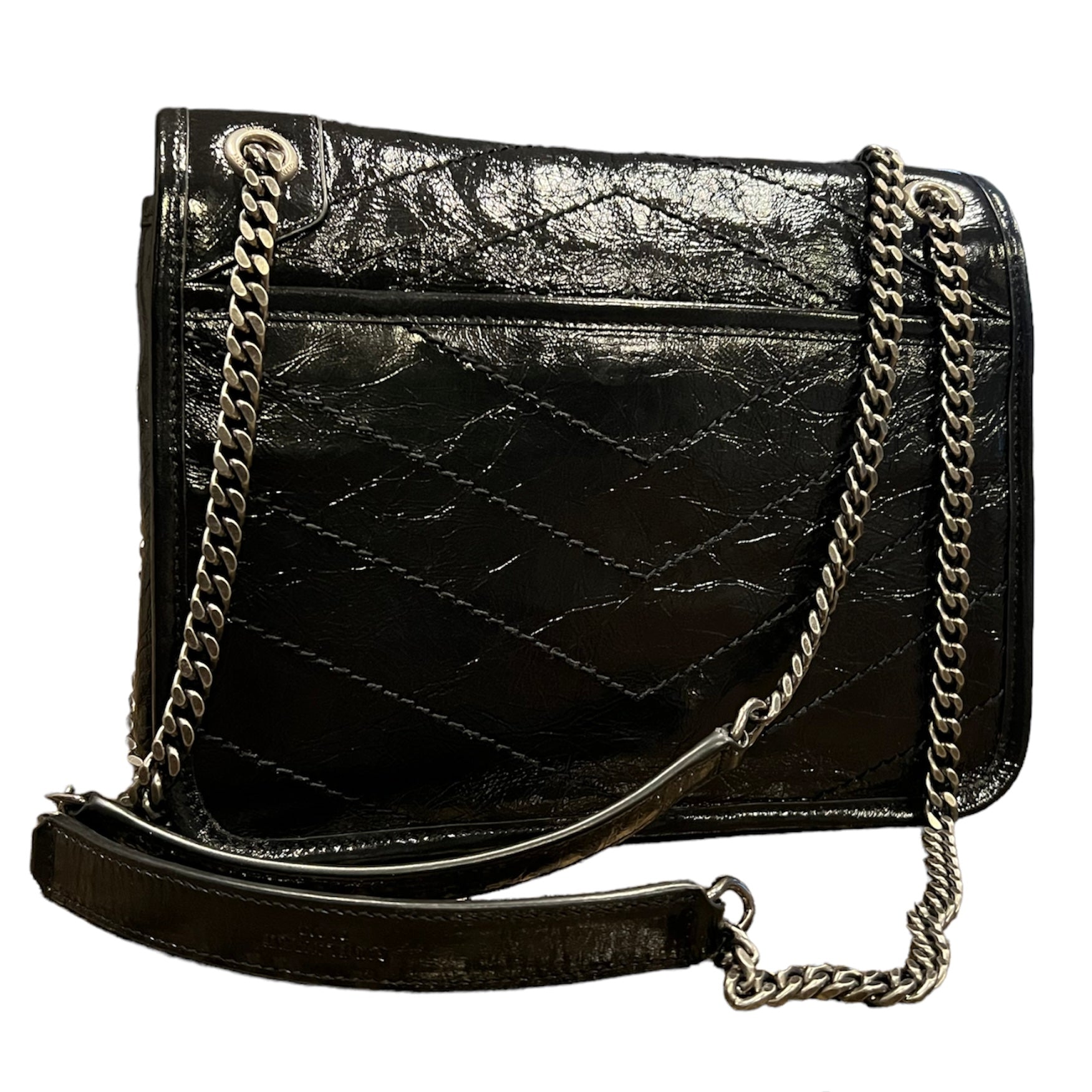 Saint Laurent Baby Niki Chain Bag In Crinkled And Quilted Leather